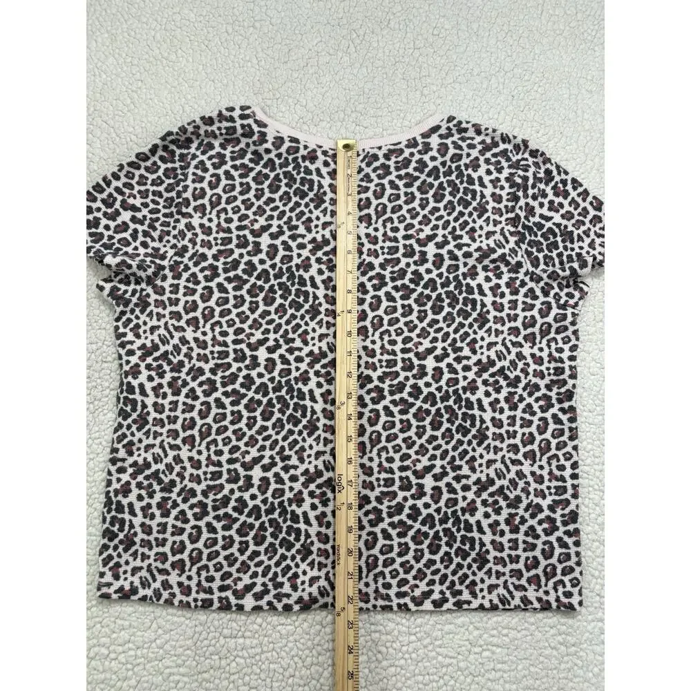 Victoria's Secret Waffle Knit Lounge Set Leopard Tee &‎ Joggers Size XL Cheetah